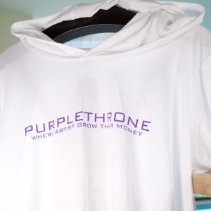 PurpleThrone Signature Hoodie Tee – White Edition