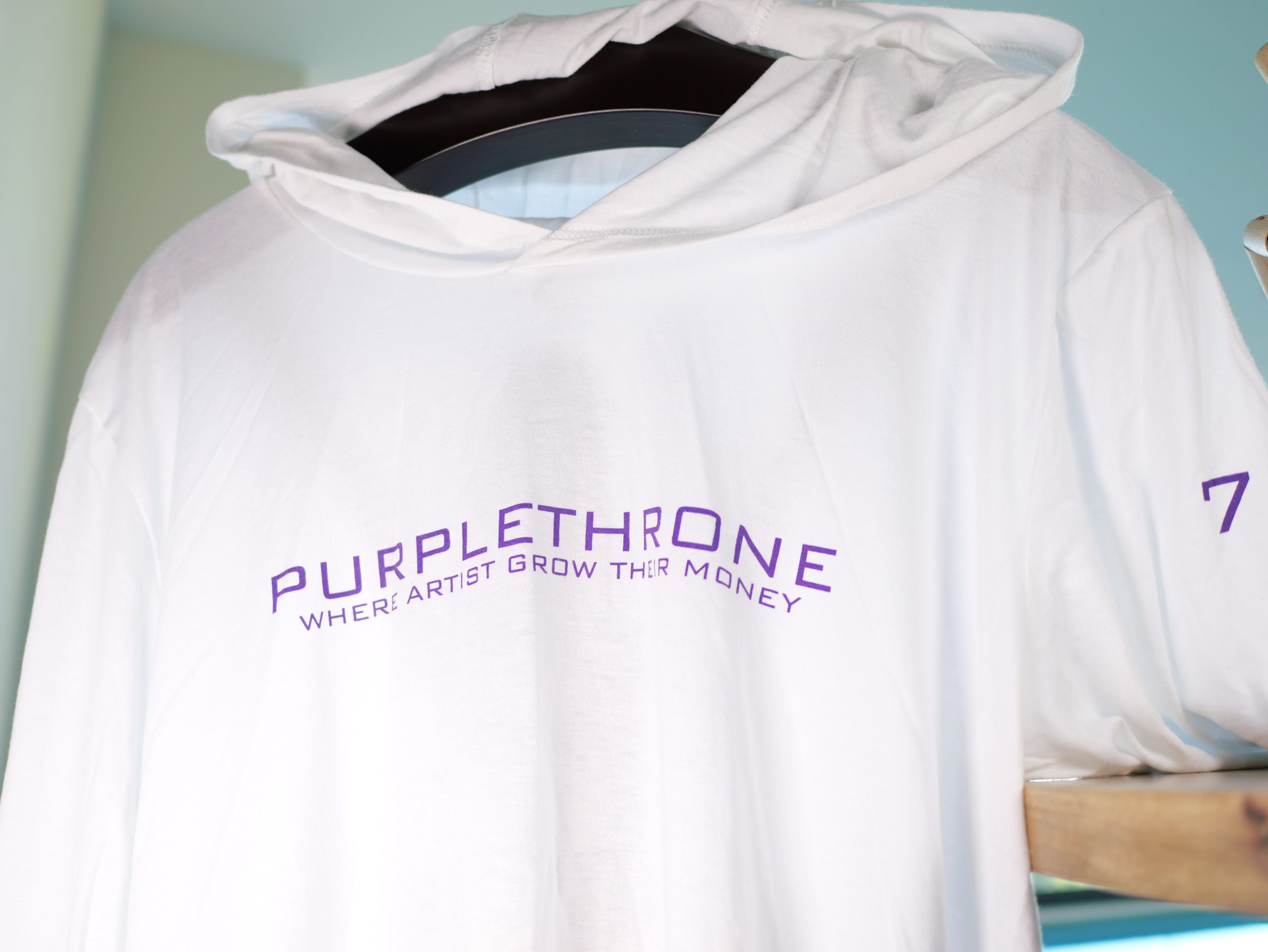 PurpleThrone Signature Hoodie Tee – White Edition